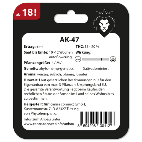 Cannabis Samen AK-47 autoflowering Verpackung back