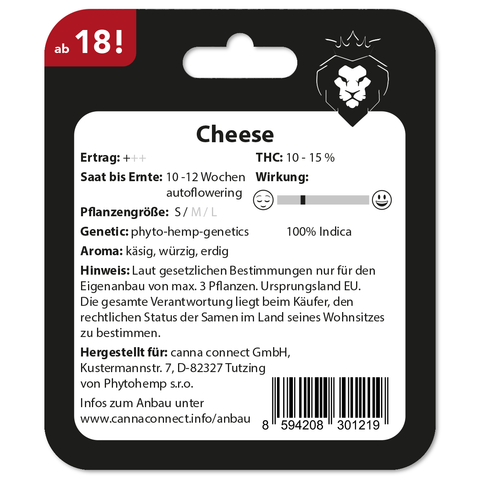 Cannabis Samen Cheese autoflowering Verpackung back