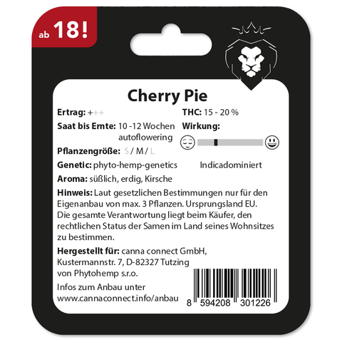 Cannabis Samen Cherry Pie autoflowering Verpackung back
