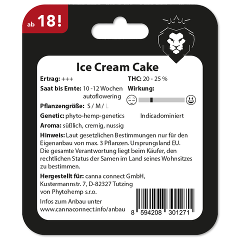 Cannabis Samen Ice Cream Cake autoflowering Verpackung back